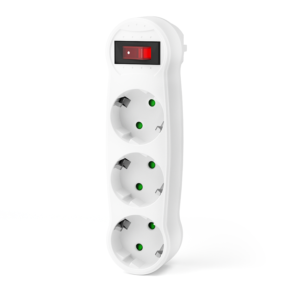 GlamPiece Portable 1 To 3 Way 45° Rotatable European Conversion Plug Sockets