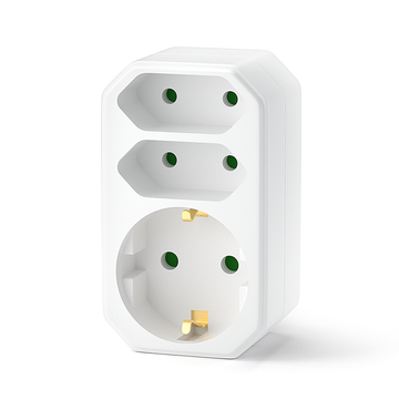 GlamPiece Double Wall Outlet Adapter, 3-Outlet, PC Flame Retardant