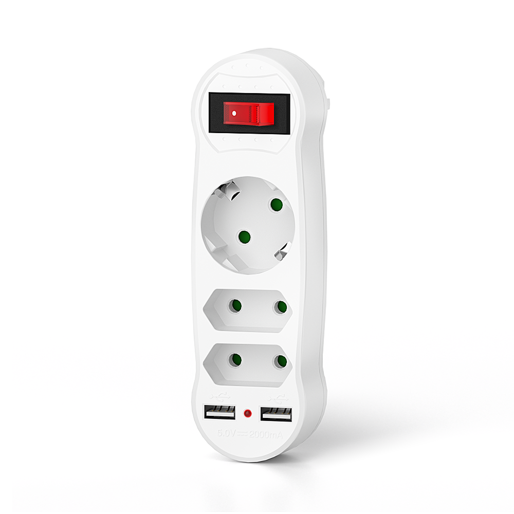 GlamPiece Socket with USB, Power Strip with Switch, USB Socket Adapter, 5 in 1 Socket with Switch for Office